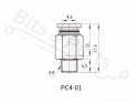 Pneufit met rechte koppeling PC4-01 4mm